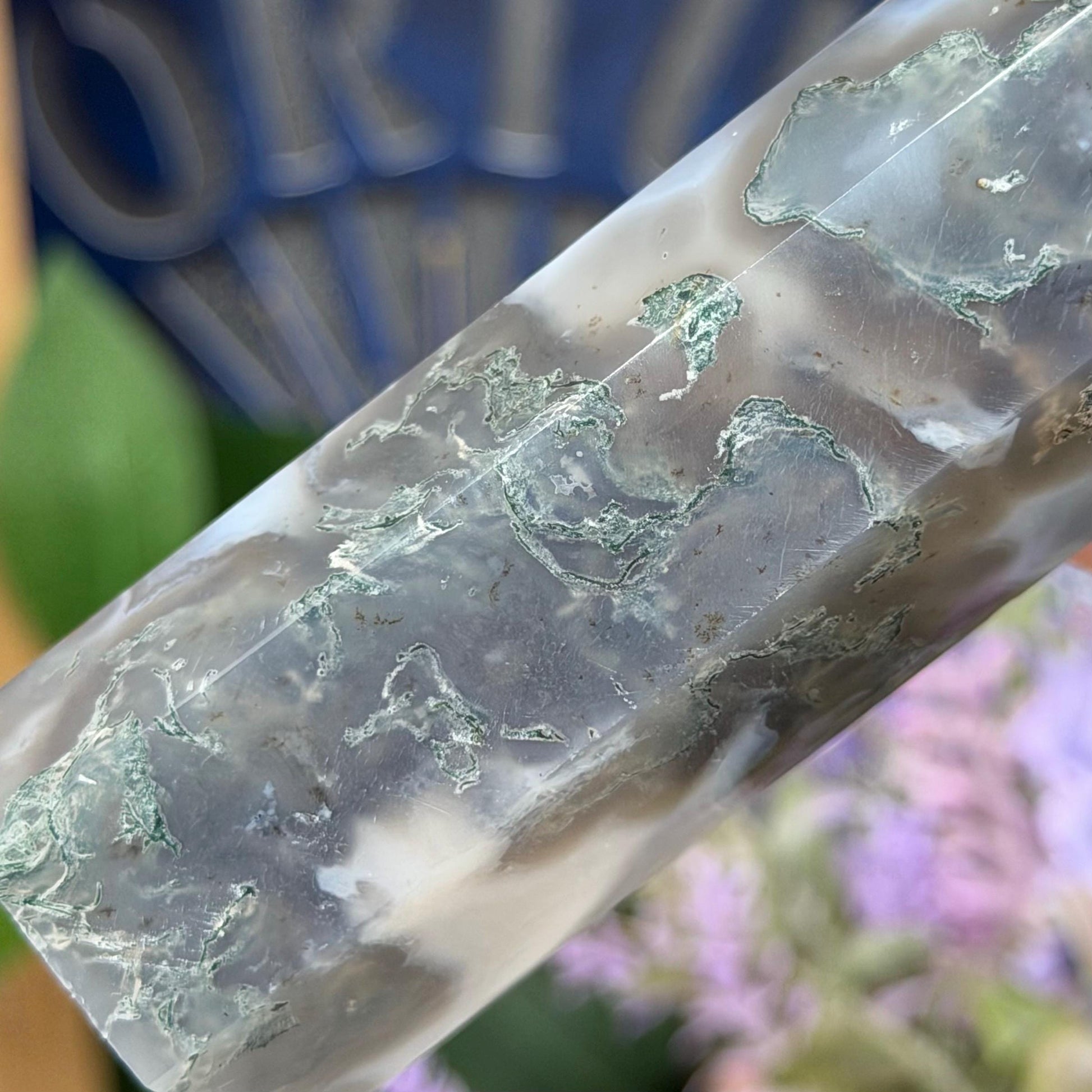 High Quality Moss Agate Tower | Banded Moss Agate | Translucent Moss Agate