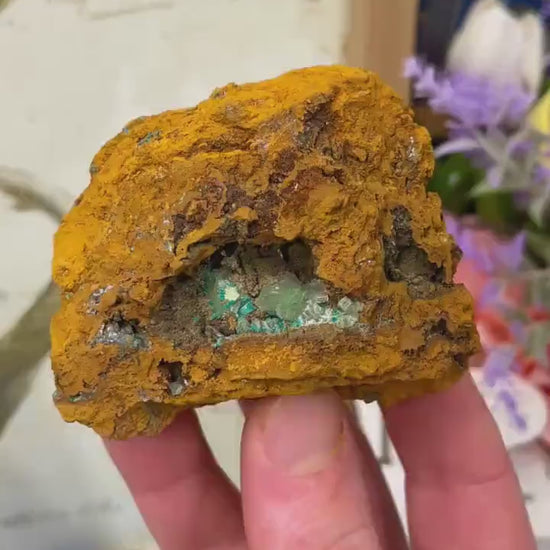 Rosasite with Calcite from La Ojuela Mine, Mexico