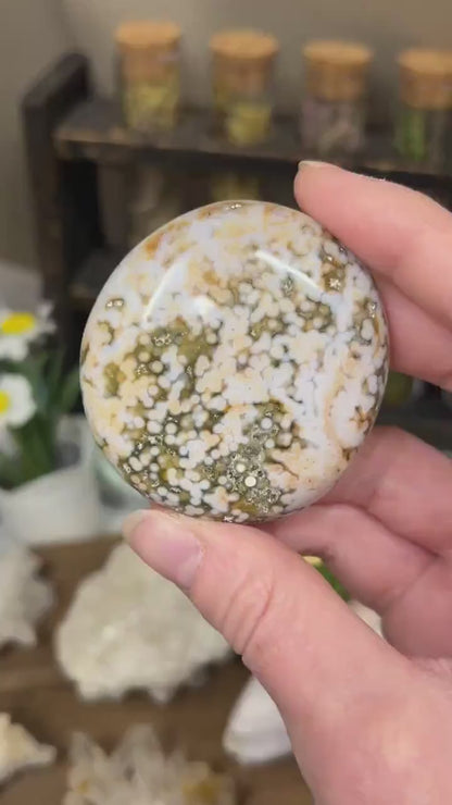 Old Stock Ocean Jasper Palm Stone | Pastel Ocean Jasper | Marovato OJ