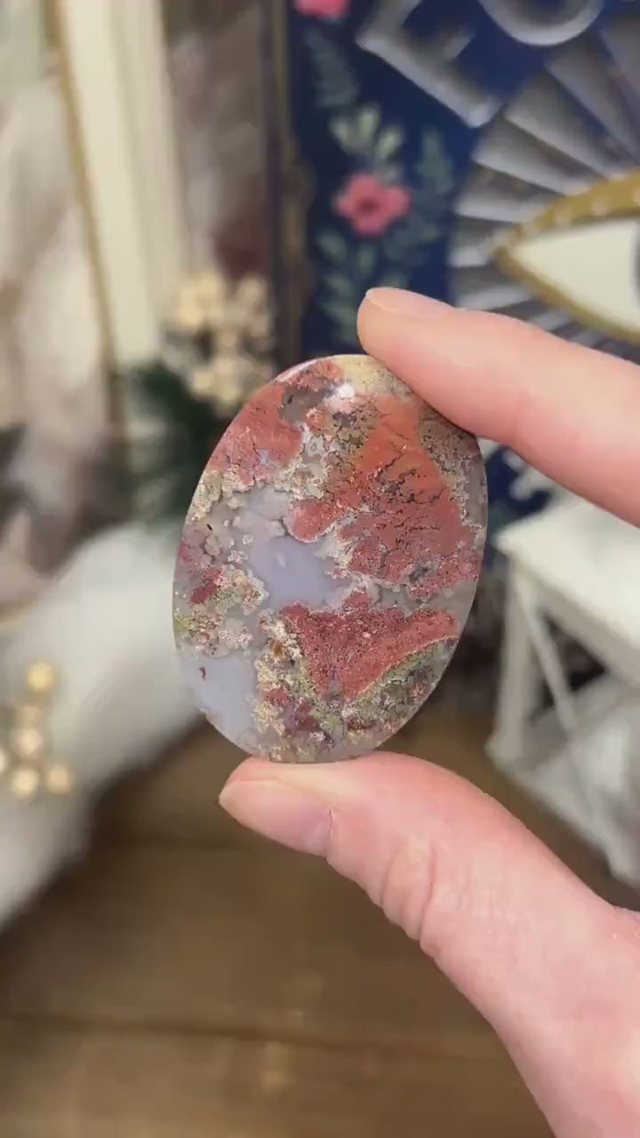 Colorful Moss Agate Cab from India | Moss Agate Cabochon