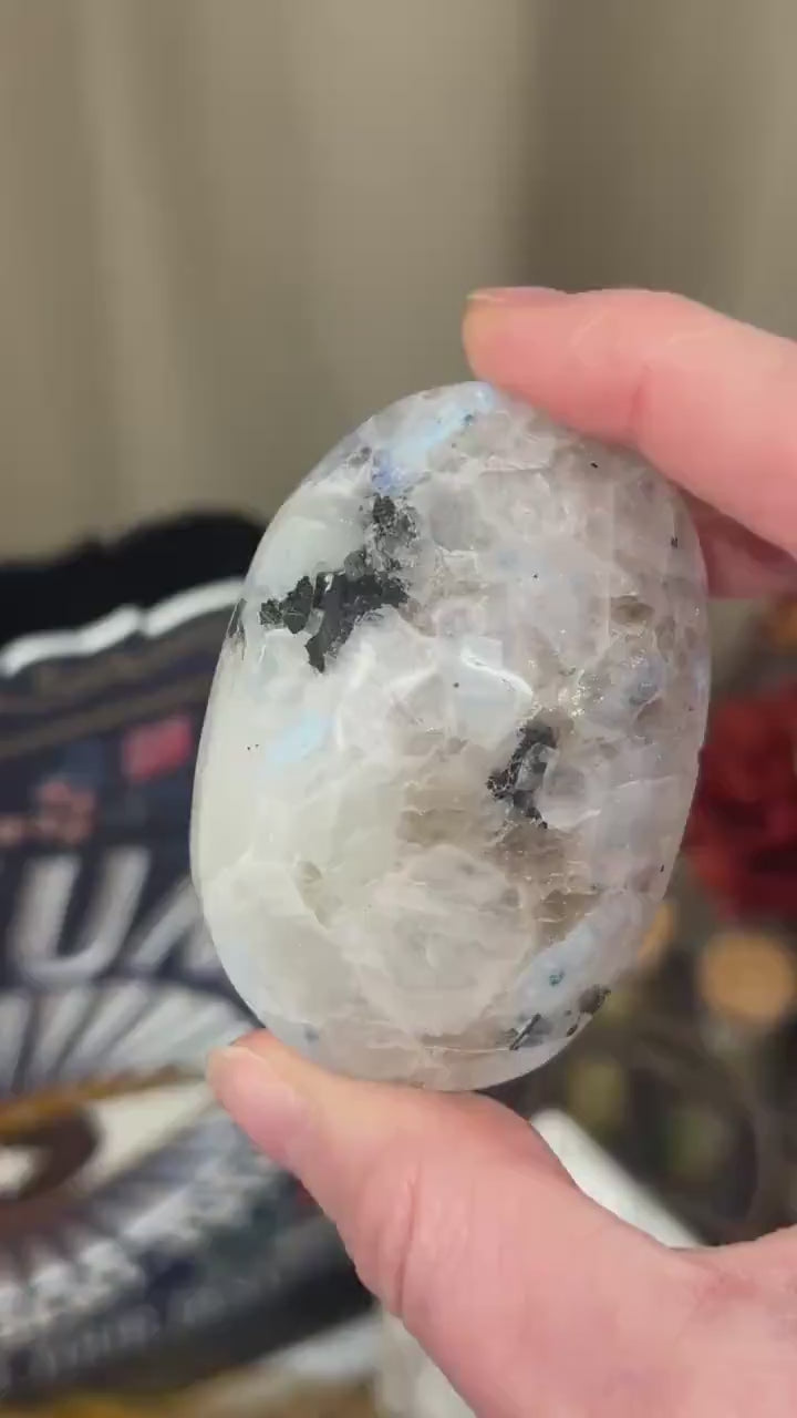 Rainbow Moonstone Palm Stone | Flashy Moonstone