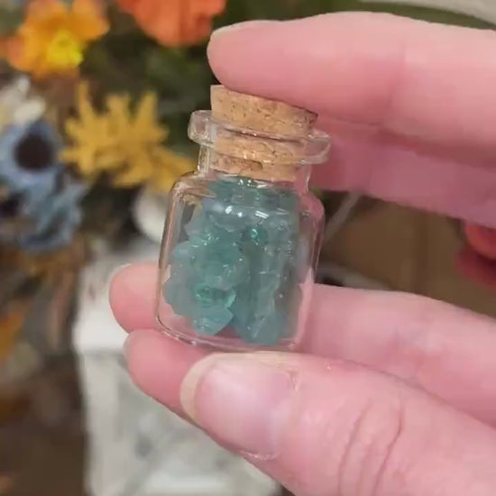 Rare Electric Blue Apatite Chips in Small Jar