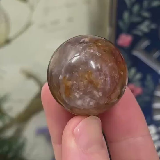 Small Fire Quartz Sphere with Moonstone | White Moonstone