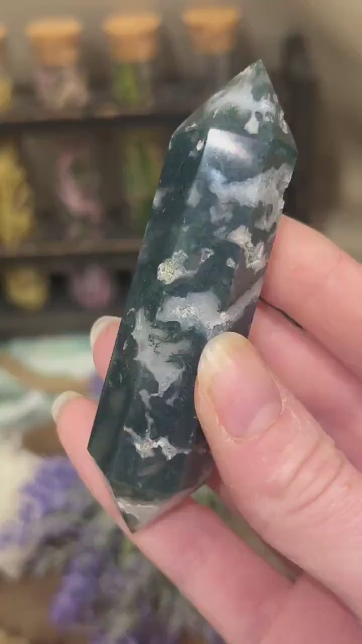 Moss Agate DT | Double Terminated Crystal