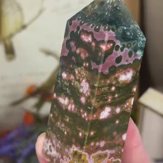 High Quality Orbicular Sea Jasper Tower | Colorful Sea Jasper