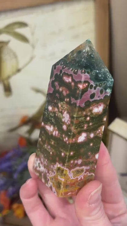 High Quality Orbicular Sea Jasper Tower | Colorful Sea Jasper