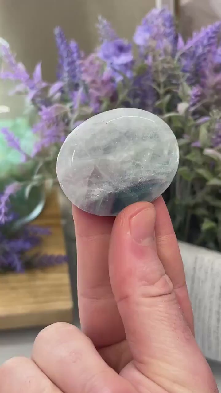 Rainbow Fluorite Worry Stone | Crystal Worry Stone