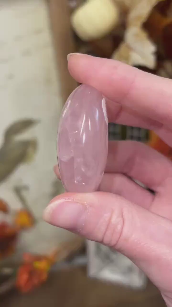 Gemmy Rose Quartz Palm | High Quality Rose Quartz | Small Rose Quartz Palm Stone