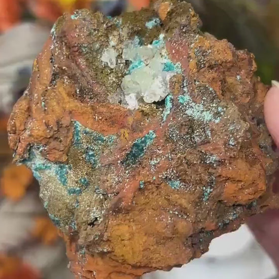 Rosasite with Calcite from La Ojuela Mine, Mexico