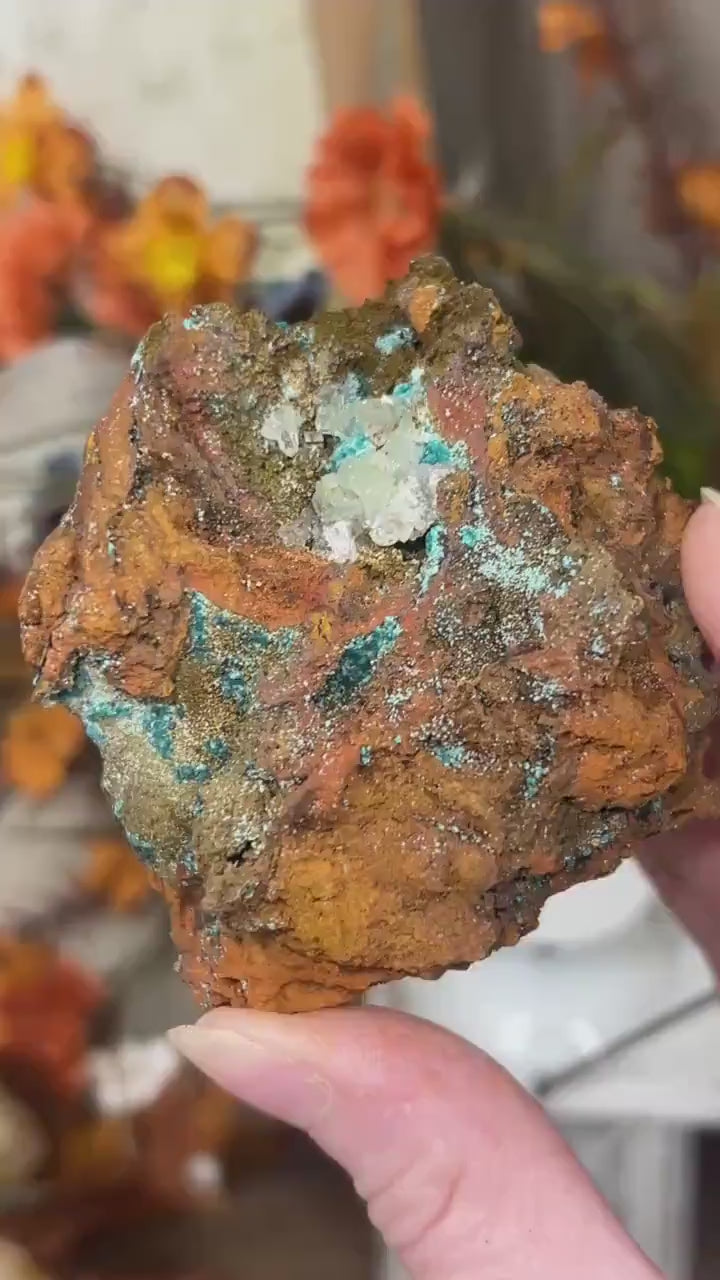 Rosasite with Calcite from La Ojuela Mine, Mexico