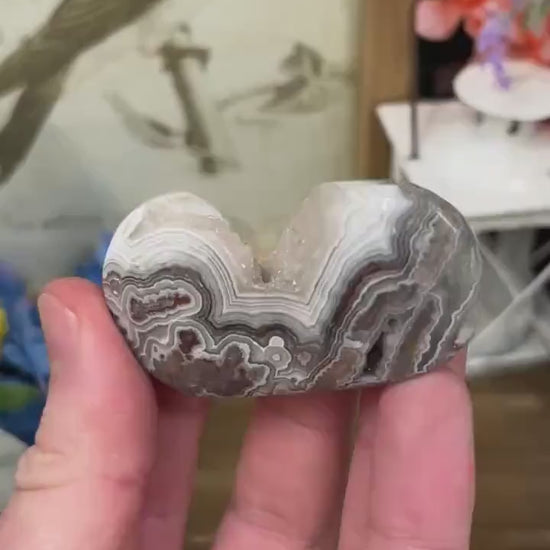 Druzy Mexican Lace Agate Palm | Banded Agate | Crazy Lace Agate