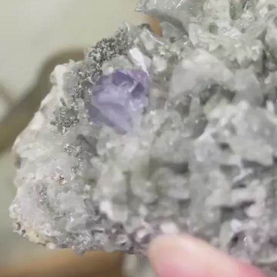 Purple Yaogangxian Fluorite on Needle Quartz Specimen | Yaogangxian Mineral Specimen