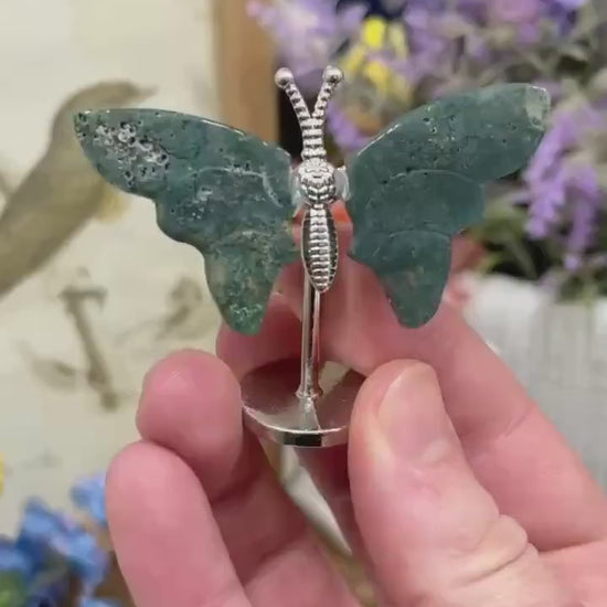 Small Moss Agate Butterfly | Crystal Butterfly