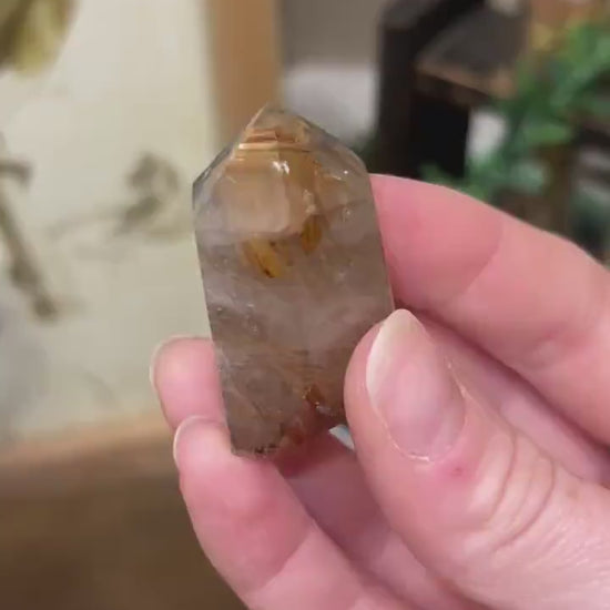 High Quality Gold Rutile in Quartz Tower | Golden Rutile | Rutilated Quartz