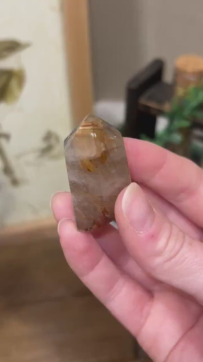 High Quality Gold Rutile in Quartz Tower | Golden Rutile | Rutilated Quartz