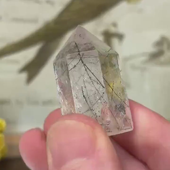 Small High Quality Black Rutile in Quartz Tower | Black Tourmaline Quartz Tower | Tourmalinated Quartz