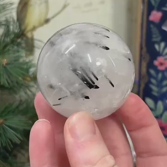 High Quality Black Tourmaline in Quartz Sphere | Included Quartz