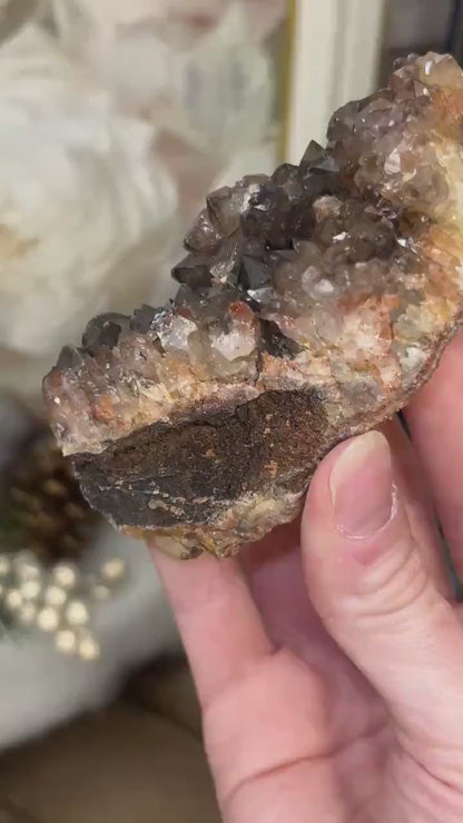 Red Hematoid Smoky Quartz Cluster | Fire Quartz