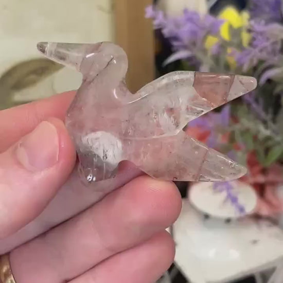 Cute Fire Quartz Hummingbird | Crystal Bird Carving