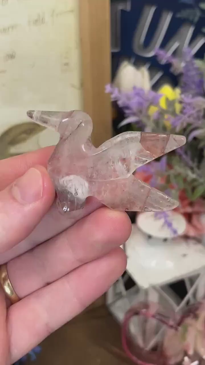 Cute Fire Quartz Hummingbird | Crystal Bird Carving