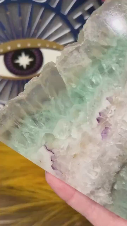 Large Green Fluorite Slab - WOBBLE, PLEASE READ