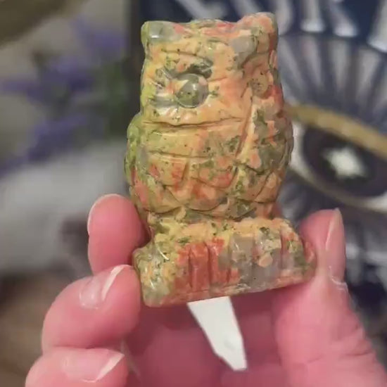 Unakite Owl Carving | Crystal Owl