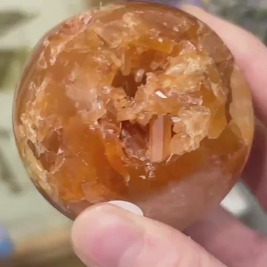 Unique Fire Quartz Sphere | Quartz Cluster Sphere | Orange Hematoid Quartz