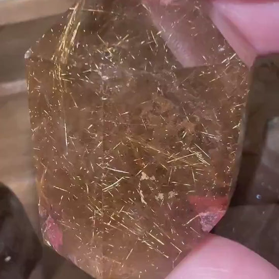 High Quality Gold Rutile in Smoky Quartz Tower | Golden Rutile | Rutilated Quartz