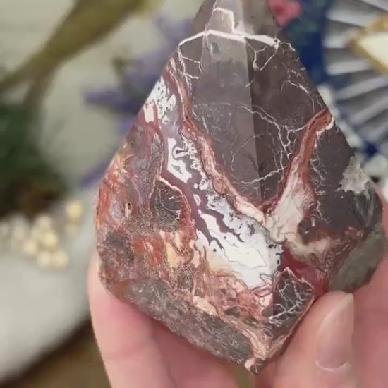 Top Polished Mexican Lace Agate Point | Crazy Lace Agate