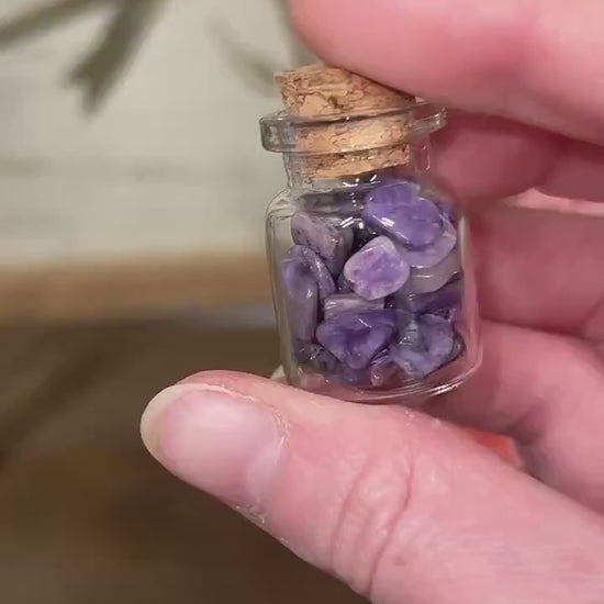 Charoite Chips in Glass Bottle