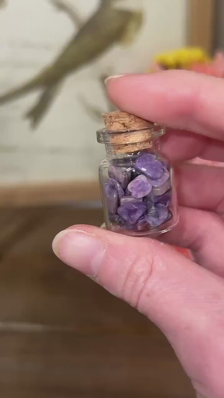 Charoite Chips in Glass Bottle