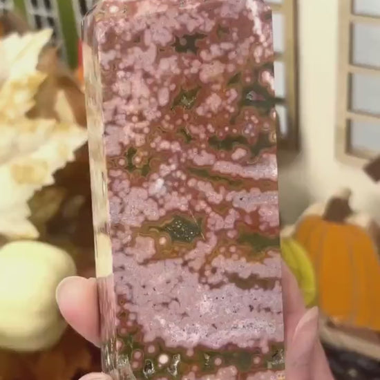 High Quality Orbicular Sea Jasper Tower | Colorful Sea Jasper