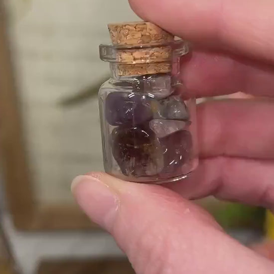 Rare Auralite 23 Chips in Glass Bottle