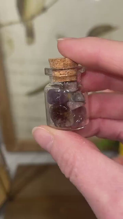 Rare Auralite 23 Chips in Glass Bottle