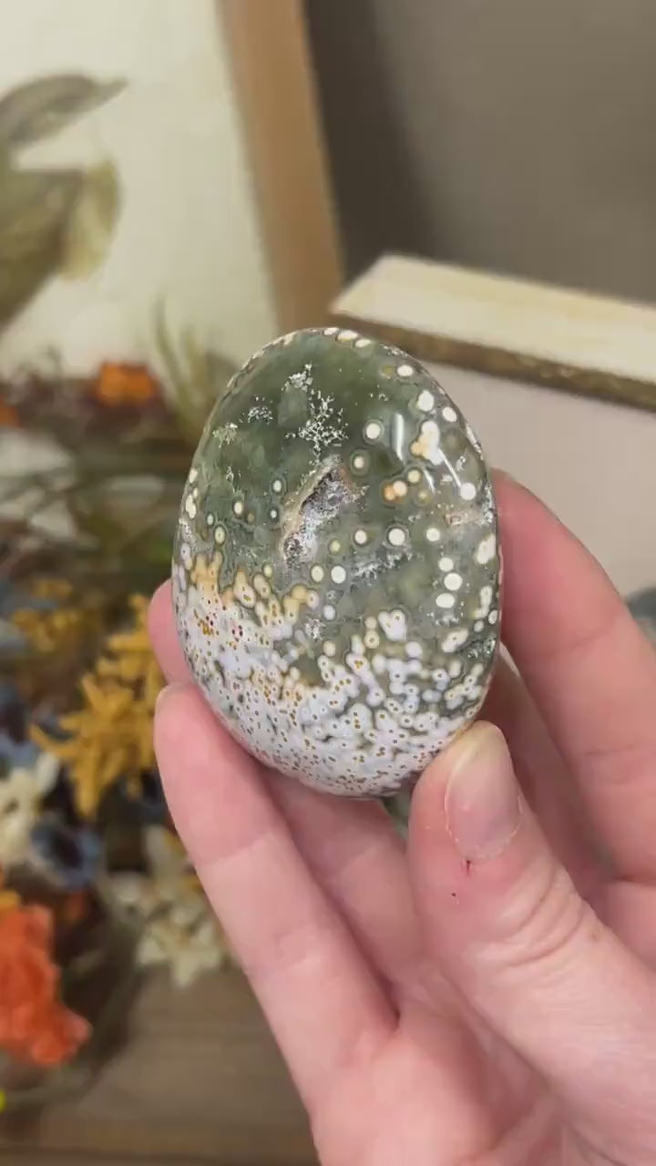 Veinless Ocean Jasper Palm Stone | Marovato OJ