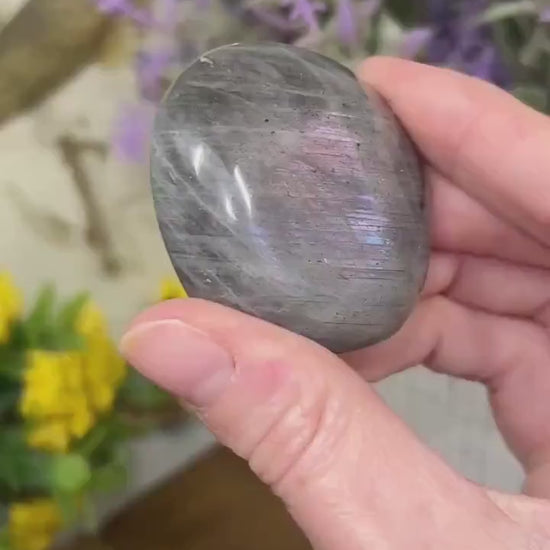 Silver Labradorite Palm Stone | Purple Lab Palm