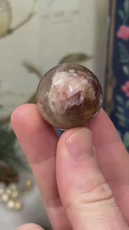 Small Fire Quartz Sphere with Moonstone | White Moonstone