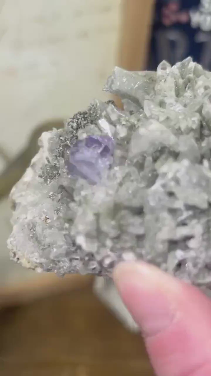 Purple Yaogangxian Fluorite on Needle Quartz Specimen | Yaogangxian Mineral Specimen