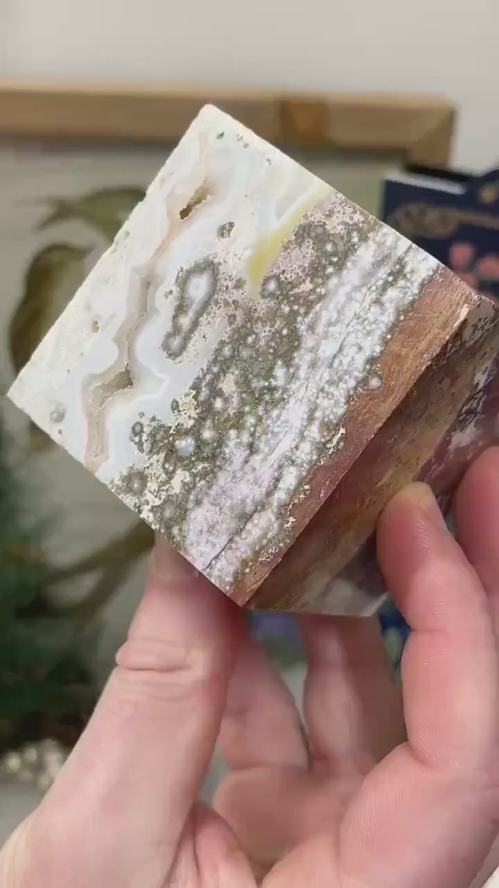 Sea Jasper Standing Cube | Crystal Cube