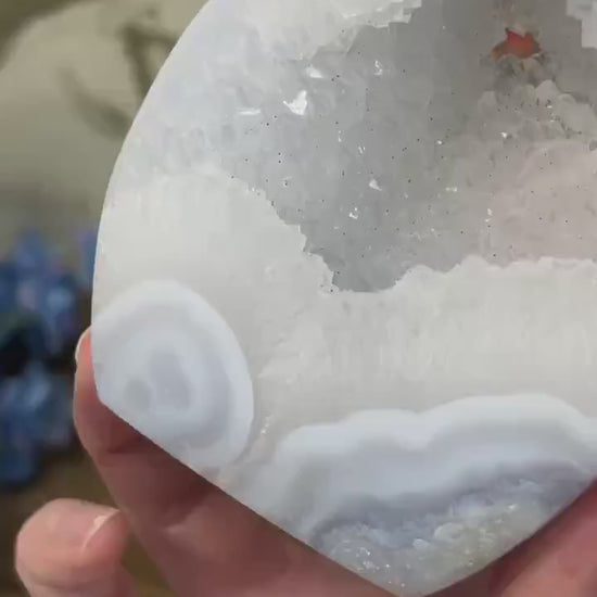 Large High Quality Blue Lace Agate Freeform | Druzy Blue Lace Agate | Crystal Flame