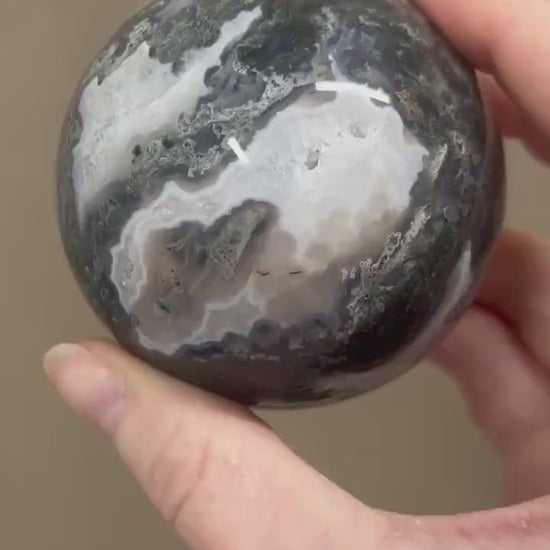 Unique Moss Agate Sphere | High Quality Moss Agate | Druzy Moss Agate Sphere