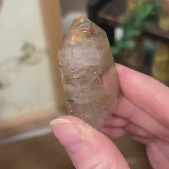 High Quality Gold Rutile in Quartz Tower | Golden Rutile | Rutilated Quartz