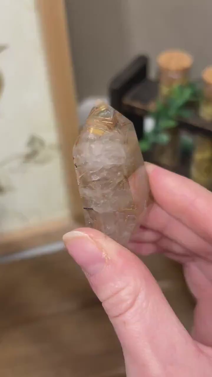 High Quality Gold Rutile in Quartz Tower | Golden Rutile | Rutilated Quartz