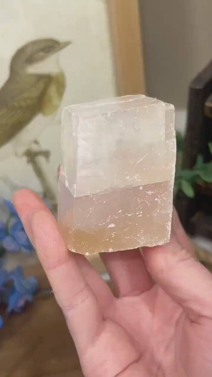 Raw Optical Calcite with Rainbows