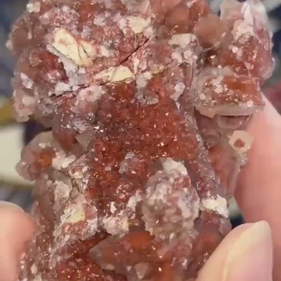 High Quality Red Hematoid Quartz Cluster | Red Hematite Quartz | Small Fire Quartz Cluster