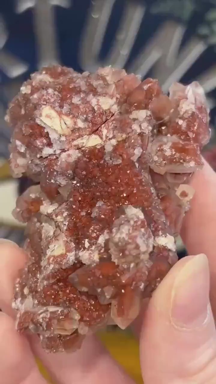 High Quality Red Hematoid Quartz Cluster | Red Hematite Quartz | Small Fire Quartz Cluster