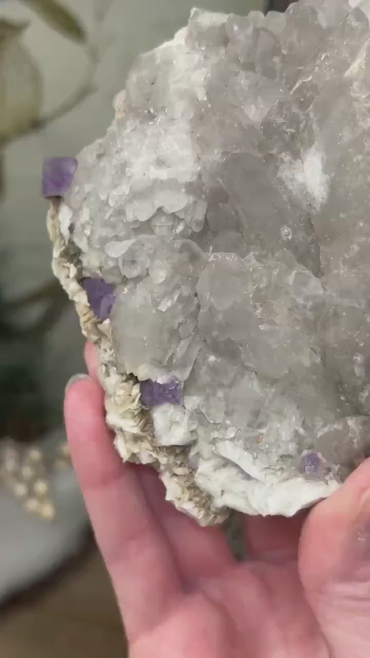 Rare Fluorite on Quartz from Mt. Antero, Chaffee County, Colorado | Octahedral Fluorite | Elestial Quartz