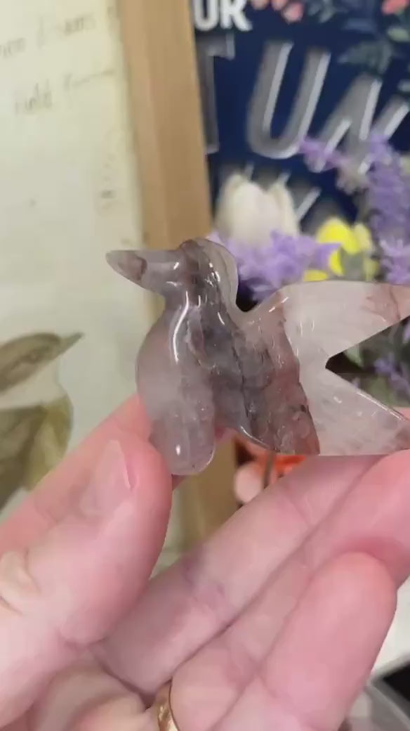 Cute Fire Quartz Hummingbird | Crystal Bird Carving | Red Hematoid Quartz