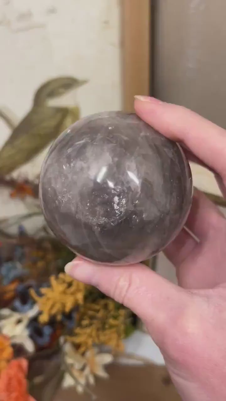 Blue Rose Quartz Sphere | Girasol Quartz | Smoky Quartz