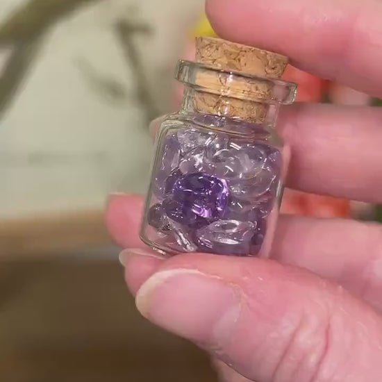 High Quality Amethyst Chips in Glass Bottle | Brazilian Amethyst